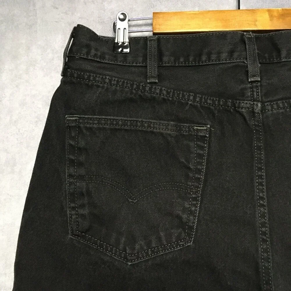 Levis Mens 550 Relaxed Fit Black Jeans size 38x34 Cotton Denim Pant Copper Rivet
